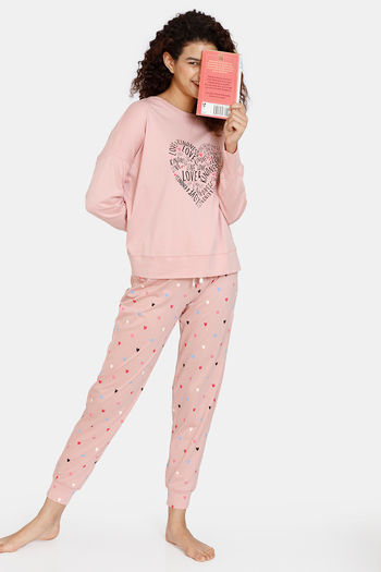 Marks Spencer Pure Cotton Love Heart Pyjama Set Pink Mix